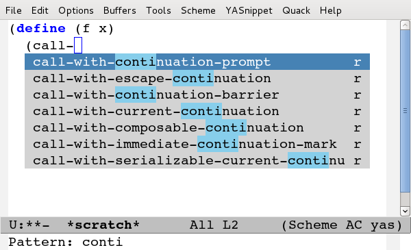 Seaching "call-" names relating to continuations.